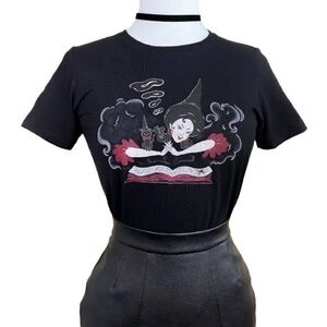 mischief made witch Bible fitted T shirt in black plus size witchy 3xl